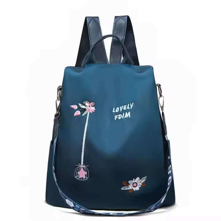 Mochila Oxford impermeable para mujer, bolso escolar antirrobo, bolso de hombro de viaje de gran capacidad, diseño bordado. - 1
