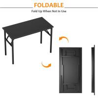 Mesa de Escritorio Plegable para computadora 80 x 40 x 75 cm Escritorio para computadora Escritorio de Oficina Mesa de Escritura, Mesa de Conferencia,Teca & Negro, AC5CB-8040-SH - details 3