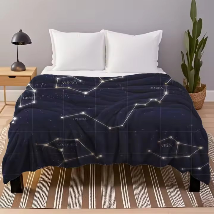 Manta minimalista de franela para cama, Poncho Daryls, colcha, mantas para anfitriones de Airbnb, mesa de masaje, dormitorio con - 1