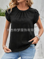 Moda mujer Primavera Verano nueva pétalo redondo elegante rt manga Top - details 35