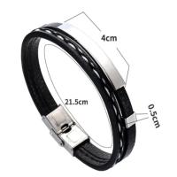 2025 Pulsera tejida de cuero para hombre, brazalete de acero inoxidable con contraste de Color de ocio - details 3