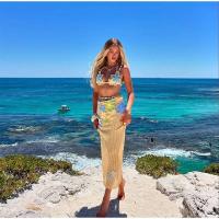 OUWU-Conjunto de falda larga de punto para mujer, top de bikini bordado floral, falda de cintura, elegante vestido de playa de verano - details 7