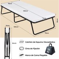Cama Plegable de 80x191 cm Cama de Invitados con Almohada de Espuma Viscoelástica de 7cm de Espesor - details 10