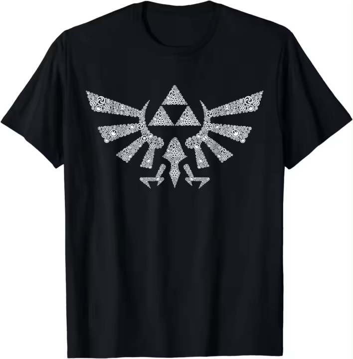 Camiseta de Zelda Hyrule Crest Elemental Triforce Logo Moda para Hombres - 1