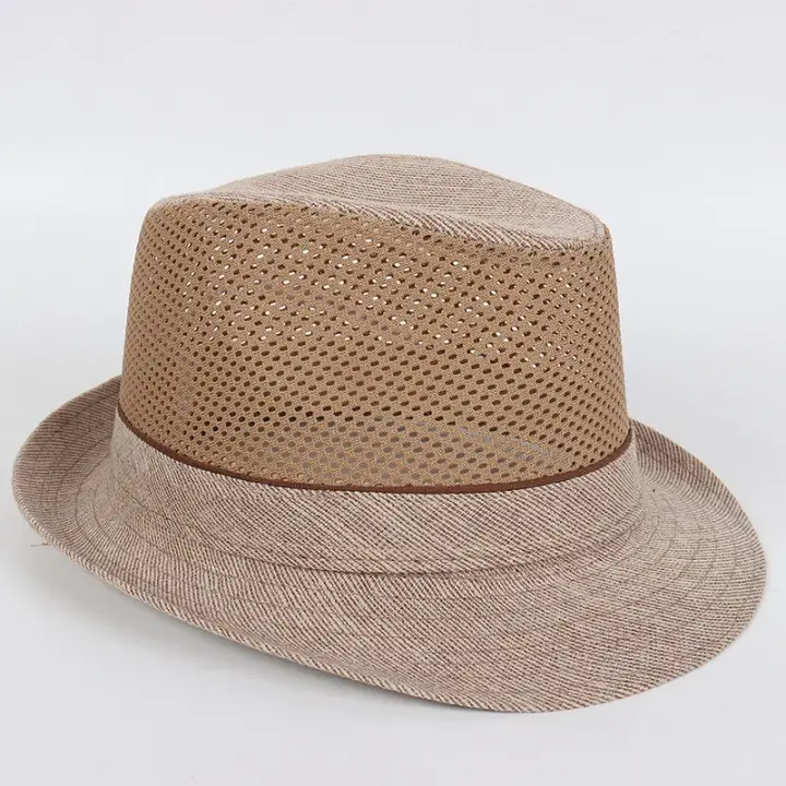 Sombreros de tela de malla transpirable para hombres, sombrero de bombín, primavera y verano - 1