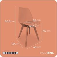 Pack de 4 Sillas Escandinavas Acolchadas para Cocina, Salón o Comedor, Modelo Sena, Patas de Madera, Prácticas y Funcionales, Fácil Montaje, Color Blanco - details 2
