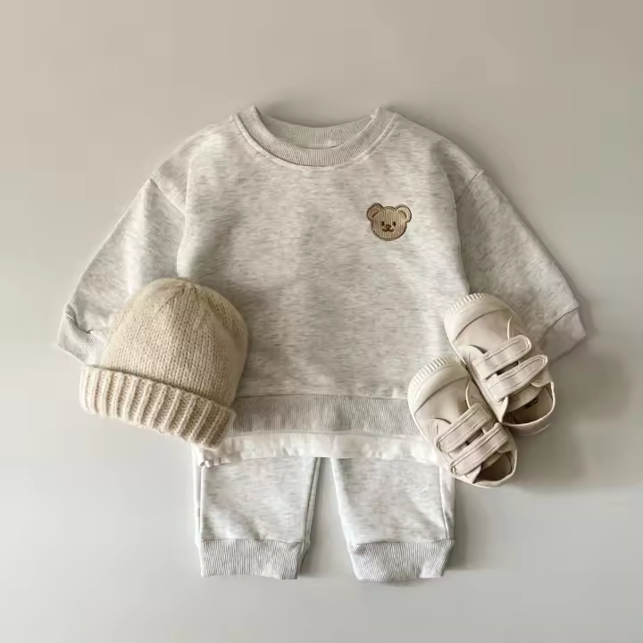 Conjunto de sudadera y pantalón de osito de peluche de ropa deportiva de otoño para niños de 1 a 3 años - 1