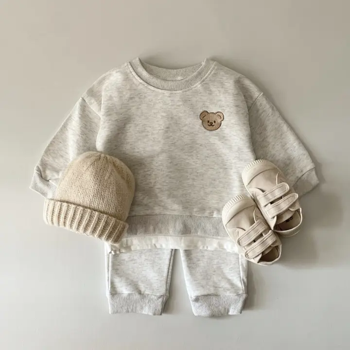 Conjunto de sudadera y pantalón de osito de peluche de ropa deportiva de otoño para niños de 1 a 3 años - 1