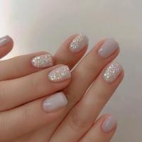 Juego De Uñas Postizas Cortas Redondas Glacial Azul Con Tiras Adhesivas Set Completo Para Manicura DIY En Salón Uñas Postizas Francesas Desmontables - details 3