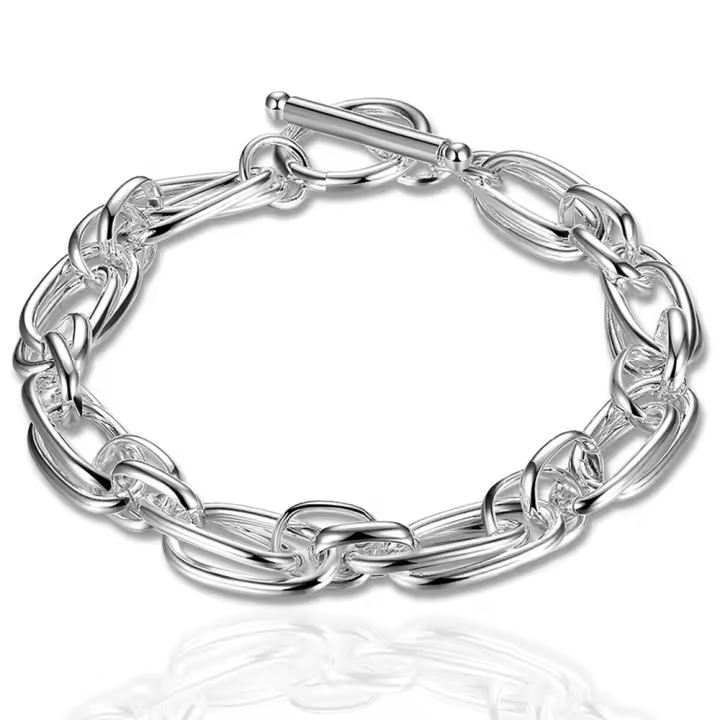 Pulsera trenzada de plata para hombres y mujeres, pulsera fina de 8 pulgadas, joyería de moda - 1