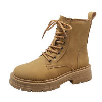 2025 nueva plataforma-suela estudiante botas cortas versátil locomotora ruibarbo botas botas cortas - details 0