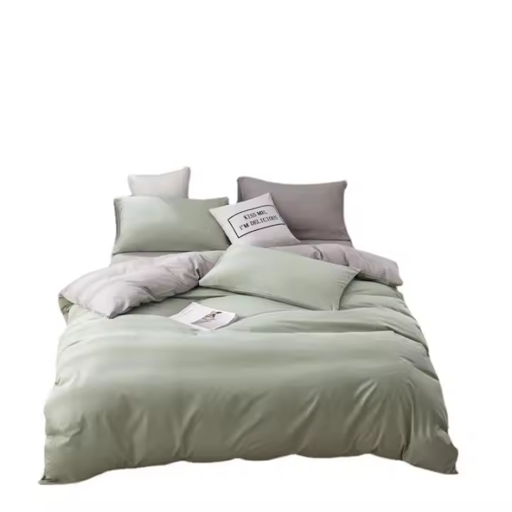 Juego de ropa de cama de color sólido, juego de cuatro piezas, bajera sábana, textiles para el hogar, juego de tres piezas - 1