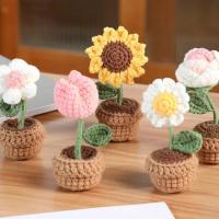 Accesorios de Decoración de Coche Hechos a Mano Rosa, Girasol, Tulipán de Punto Tejido - details 8