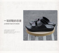 Nueva ropa exterior sandalias de una palabra Velcro zapatos de playa de cuero de suela blanda con suela plana hombres - details 2