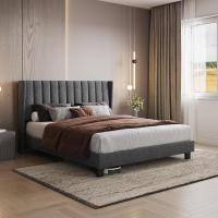 Cama Doble Tapizada 140 x 200cm Estructura de Madera y Metal Moderno Ideal para Adultos 2 Personas - details 33