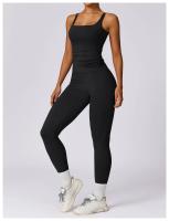 Conjunto de Yoga de 2 Piezas para Mujer Pantalones de Alta Cintura con Talle en la Articulación y Sujetador Cortado para Gimnasio Ropa de Entrenamiento de Primavera/Verano Material Exterior de Nylon - details 9