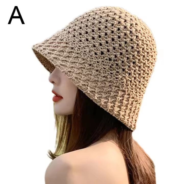 Sombrero de Playa de Paja con Dobladillo Ancho Sombrero de Verano Floppy para Mujeres - 1