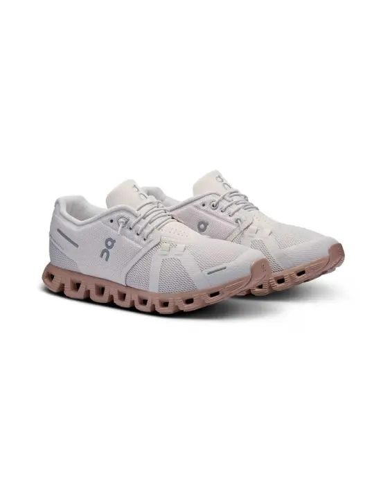Zapatillas En Running Cloud 5 Mujer Beige Suela Rosa. - 1