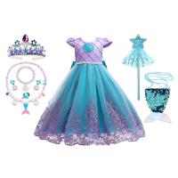 AmyStylish Niñas Princesa Sirena Ariel Cosplay Halloween Fiesta de Cumpleaños Verano Playa Vacaciones Vestido - details 74