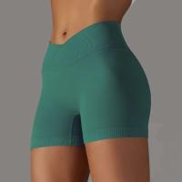 Crossover mujeres deporte gimnasio entrenamiento correr cintura alta Yoga Push Up cadera sin costuras Fiess Shorts - details 34