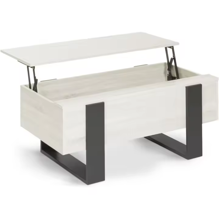 Mesa baja rectangular de madera y negro - 1