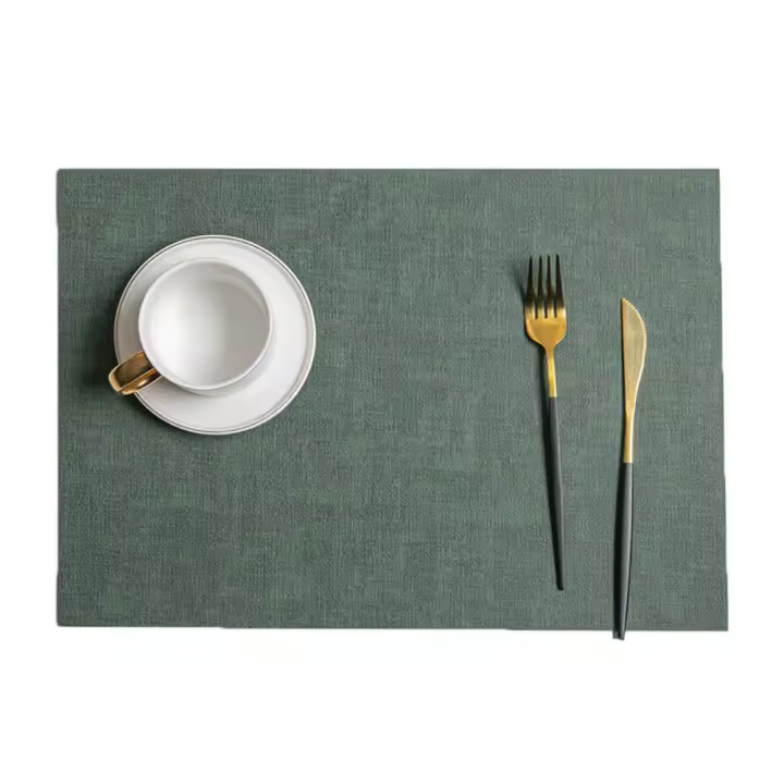 Mantel Individual de estilo nórdico fácil de limpiar, vajilla Rectangular de cuero PU, tapete antideslizante resistente al calor para platos, 4 Uds. - 1