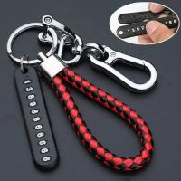 Llavero de Coche de Cuero con Cuerda de Tirantes Accesorio de Llavero de Vehículo Automotriz con Número de Teléfono Regalo Ideal para el Marido - details 2
