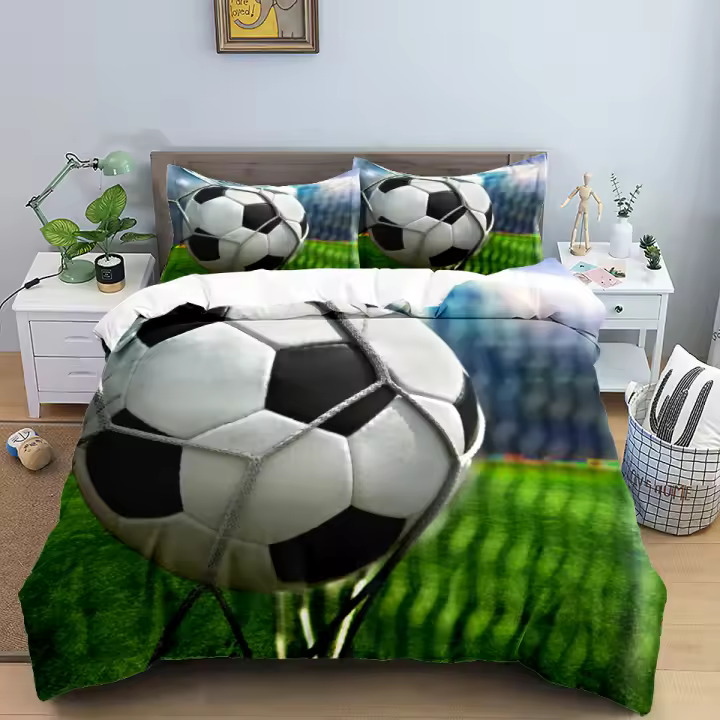 Juego de Ropa de Cama de Fútbol 3D Funda de Edredón Deportivo para Niños - 1