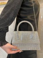 Bolso de plata con diamantes de imitación completo Bolso de noche de banquete de celebridad de moda - details 6