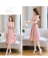 Vestido de gasa para mujer, novedad de verano, falda de hada ajustada de longitud media con cintura ajustada y hombros descubiertos - details 8