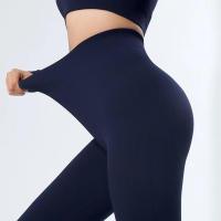 Leggings deportivos sin costuras para mujer, mallas acanaladas de cintura alta para gimnasio, pantalones de entrenamiento de realce - details 5