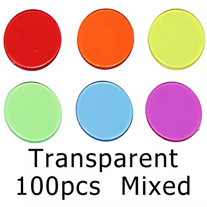 100/200 PCS Marcadores redondos Chips de conteo de plástico de 19 mm Nuevo color surtido Montessori Conteo sensorial Materiales didácticos Accesorios de aprendizaje temprano Fichas de póquer multicolores Fichas de juego de carnaval Fichas de juego de bing - 1
