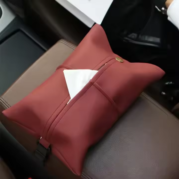 Caja de pañuelos de coche de alta calidad, bolsa de pañuelos para reposabrazos de coche resistente al desgaste de cuero sintético, estuche de almacenamiento de pañuelos impermeable de alta calidad para el hogar - 1