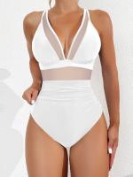 Bañador negro de una pieza para mujer, traje de baño de realce con Control de barriga, Tankini de una pieza - details 9