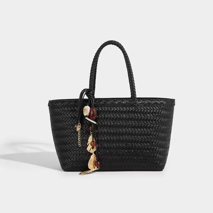 Bolso de mano de gran capacidad, nuevo bolso grande y versátil para mujer, bolso de hombro, bolso de cesta de verduras tejido elegante francés. - 1
