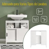 Armario de Baño de Suelo Blanco Estante y Puertas Correderas 60 x 30 x 60 cm - details 3