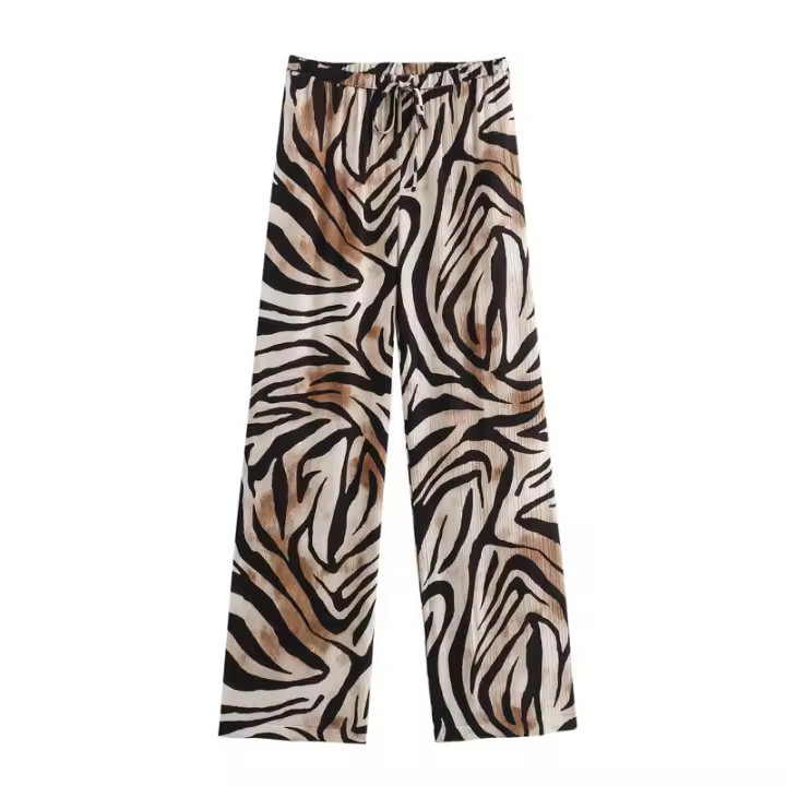 Conjunto de Camisa y Pantalones para Mujer OUWU Estampado de Temperamento Animal Versátil y Informal Moda de Otoño Novedad - 1
