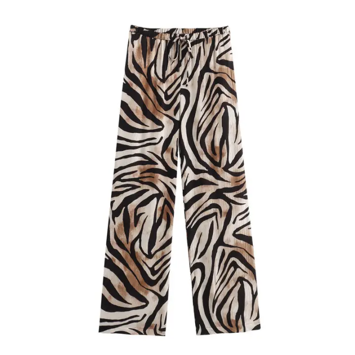 Conjunto de Camisa y Pantalones para Mujer OUWU Estampado de Temperamento Animal Versátil y Informal Moda de Otoño Novedad - 1