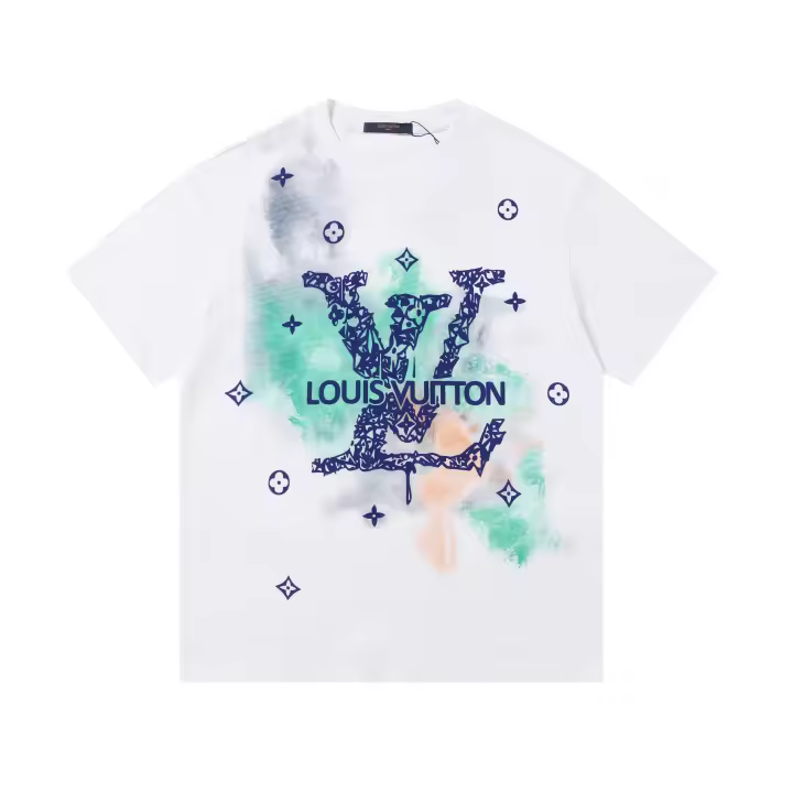 Nuevo Diseño de Verano Camiseta con Bordado de Logotipo para Hombres Manga Corta, Estampado de Terciopelo Espumado, Moda Informal Holgada con Letras para Parejas - 1