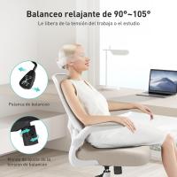 Oficina con reposabrazos abatibles y soporte lumbar, altura ajustable, gris - details 2