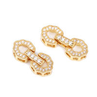 Conector de Estrella Redondo de Brasso y Zirconio de 18K Oro Accesorios de Joyería DIY para Collares y Pulseras Hecho en China - details 16