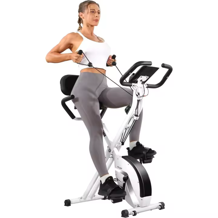 MX-600 Bicicleta de Ciclismo Interior Plegable Magnética con Pantalla LCD y Sensor de Frecuencia Cardíaca, Bicicleta con Bandas de Resistencia que Ahorra Espacio - 1