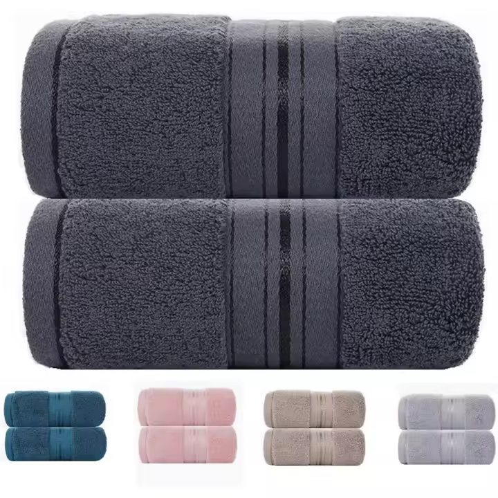 Toallas Baño Grandes 100% De Algodón - Juego De 2 Toallas De Algodón Absorbentes - 2 Toallas supersuaves, Dimensiones 140x70 cm - Paquete De 2 (Gris Claro) - 1