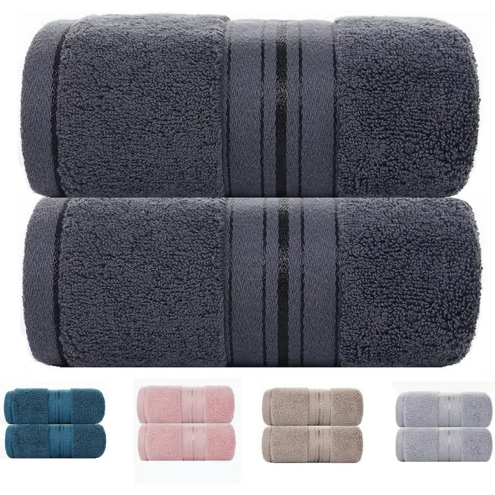 Toallas Baño Grandes 100% De Algodón - Juego De 2 Toallas De Algodón Absorbentes - 2 Toallas supersuaves, Dimensiones 140x70 cm - Paquete De 2 (Gris Claro) - 1