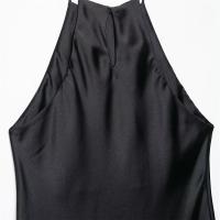 PB & ZA2025summer nuevo vestido de textura satinada con tirantes y falda hasta el suelo sin mangas con dobladillo suelto para mujer - details 5
