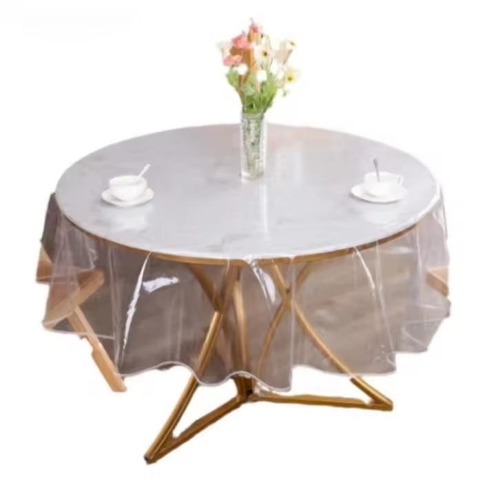 Protector de mesa transparente, cubierta redonda de PVC resistente al aceite, a prueba de manchas, limpiable, decorativa para habitación - 1