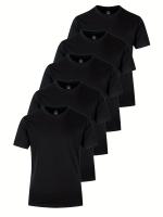 Camisetas de algodón cómodas y sólidas para hombre, camisetas informales transpirables de manga corta para uso diario en verano, 5 uds. - details 25