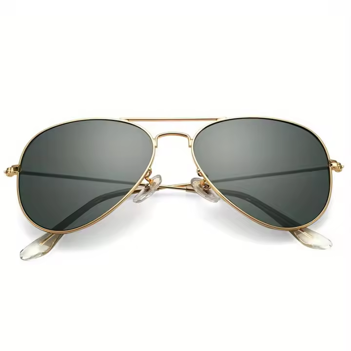 Gafas de sol retro clásicas, aviador con montura de metal y lentes de vidrio, para hombres, mujeres, deportes al aire libre - 1