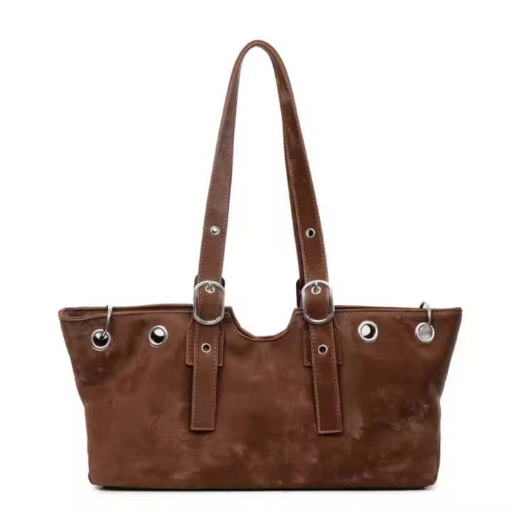 Bolso de mano de PU mate de estilo coreano, bolso de mano de Color sólido, bolso de gran capacidad, estilo étnico, paquetes de axilas de gran capacidad para viaje - 1