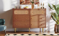 Sideboard de Madera Maciza de Alta Estante 6 Cajones Estilo Moderno de Medio Siglo Montado en Suelo - details 0